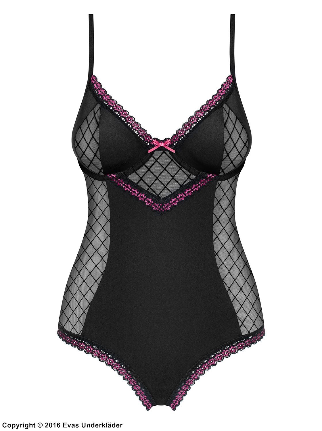 Teddy, see-through mesh, small lace inlays